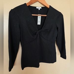 Vtg Y2K Cache Black Twist Front Top M Model Off Duty Minimalist 90s Revival USA